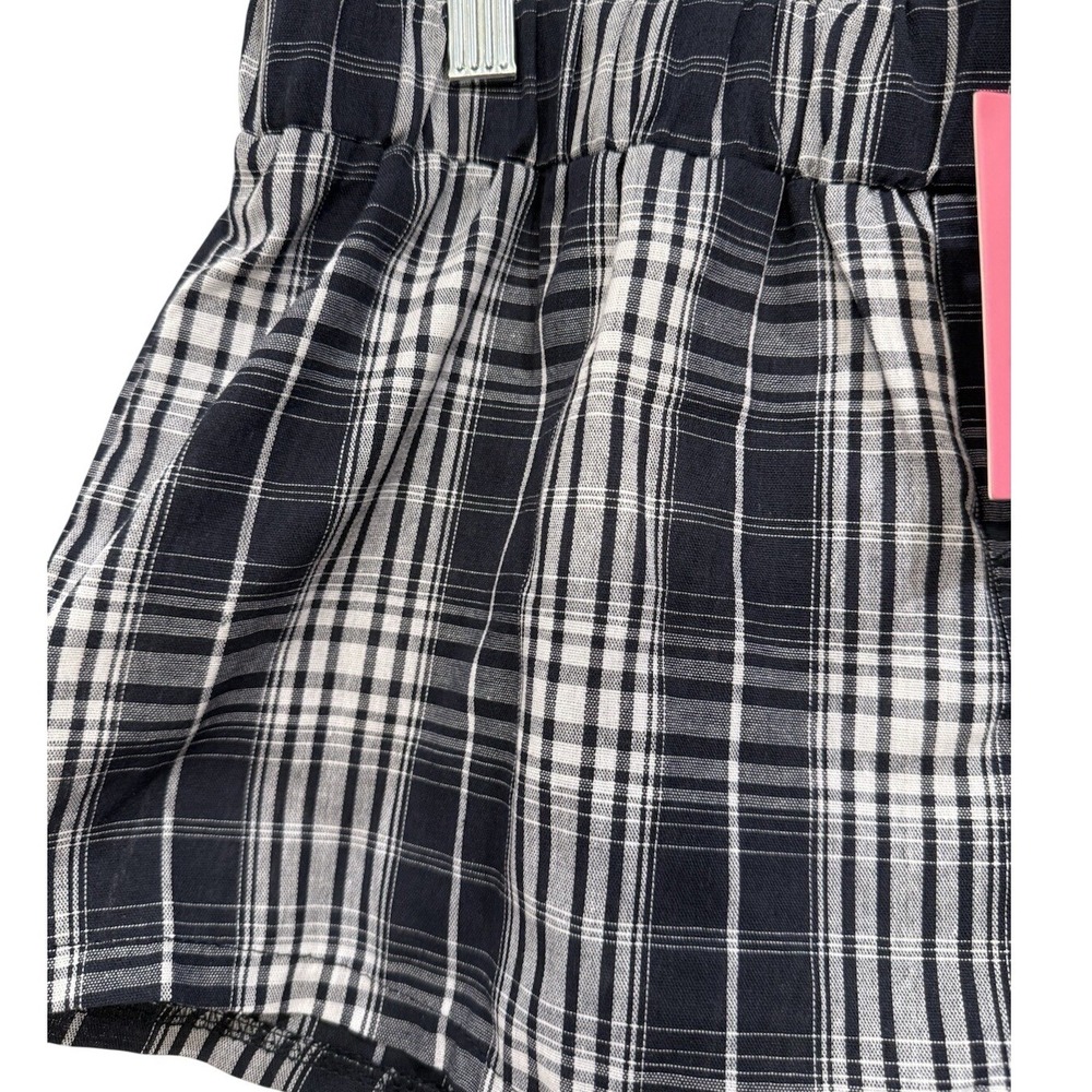 Edikted Navy White Plaid High Waisted Lounge Shorts Size M - Picture 2 of 4